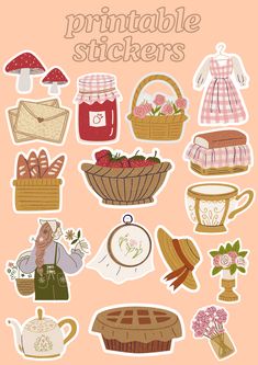 a bunch of stickers that are on top of a pink background with the words printable