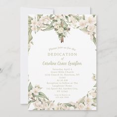 Beautiful White Flower Christian Dedication Dedication Invitations, Catholic Easter, Flower Invitation, Baby First Birthday, Diy Business, White Flower, Hat Crafts, Gaming Wall Art