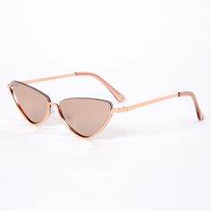 Claire's Metallic Rimless Top Slim Cat Eye Sunglasses - Rose Gold Unicorn Gift Bags, Expensive Outfits, Classy Glasses, Marvel Dr, Rose Gold Sunglasses, Rose Gold Frame, Fashionable Jewelry, Unicorn Gifts, Gold Sunglasses