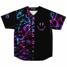 This baseball jersey looks great on and off the field. With a moisture-wicking fabric with a lightweight and breathable feel. And high definition printing that won't fade after washing.

 	100% polyester
 	Rounded hem
 	Button front closure
 	Moisture-wicking fabric for a lightweight, breathable feel
 	Premium polyester knit 230gsm jersey
 	High definition printing Rave Outfits Men, Edm Music Festivals, Cycling Shirts, Pink Streaks, Edm Festival Outfit, Rave Costumes, Acid House, Rave Fashion, Edm Festival