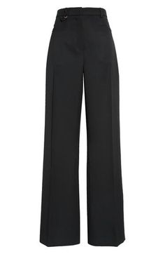 Crisp creases further the polished look of these high-rise wool pants designed in a flare-leg silhouette. 34" inseam; 24" leg opening; 14 1/2" front rise; 17" back rise (size 42) Zip fly with hook-and-bar closure Front scoop pockets 100% wool Dry clean Imported Designer Clothing Flare Leg Pants, Pants Design, Wool Pants, Polished Look, Leg Pants, Designer Clothing, High Waist, High Rise, Dry Clean