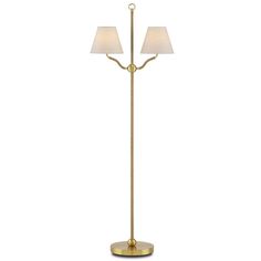 a floor lamp with two lamps on it