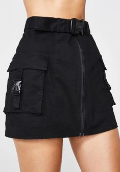 Poster Grl Mini Cargo Skirt Front Zip Black | Dolls Kill Celana Jogger Wanita, Teenage Outfits, Streetwear Mode, Skirt Denim, Skirt Maxi, Skirt Midi, Cargo Skirt, Skirt Mini, 가을 패션