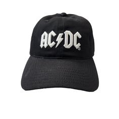 Ac/Dc Official Cap Embroidered Adjustable Black Black Cotton Hats With Logo, Adjustable Black Hats With Logo, Casual Black Hats With Logo, Embroidery Caps, Hat Embroidery, Black Tie Dye, Logo Black, Gold Print, Hat Band