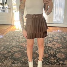 Nwt. Never Worn. High-Waisted Faux Leather Zara Mini Skirt With Tonal Belt In Size Xs. Side Hidden In-Seam Zip Closer. Gorgeous Whiskey Brown Color. Trendy Blogger Favorite. Fitted Mini Skirt With Belt Loops For Fall, Fitted Pleated Skirt With Belt Loops For Fall, Fitted Brown Mini Skirt With Belt Loops, Fitted Belted Skirt For Fall, Fall Denim Skirt With Belt Loops, Fitted Faux Leather Pleated Bottoms, Fitted Pleated Faux Leather Bottoms, Fall High Waist Skirt With Belt Loops, High Waist Skirt With Belt Loops For Fall