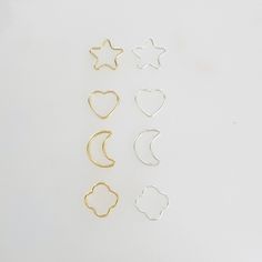 - no opening, soldered ring  - permanent jewelry  -shop our gold filled and sterling silver chains: Quantity : 2 pieces Material : 14K Gold Filled, Sterling Silver Dimension : Star 10.5mm, Heart 10mm, Moon 11.8mm x 8.8mm, Clover 10.4mm ( thickness of wire .89mm) Surface : shiny gold, shiny silver, smooth finish  Please ask for larger quantities if would like more than what is currently listed!  ★ Shop Bulk Discount Codes★  -Spend $50-$100  get 10% OFF Use Code: BEAD10 -Spend $101-$150 get 15% OFF Use Code: BEAD15 -Spend $151-$200 get 20% OFF Use Code: BEAD20 -Spend $201 and above get 25% OFF Use Code: BEAD25 ►For international customers: Import duties, taxes, and charges are not included in the item price or shipping cost. These charges are the buyer's responsibility. You can check with yo Gold Sterling Silver Ring With Moon Charm, Nickel-free Gold Sterling Silver Midi Rings, Nickel-free Sterling Silver Midi Rings For Jewelry Making, Gold Sterling Silver Midi Rings For Gifts, Tiny Celestial Sterling Silver Jewelry, Celestial Sterling Silver Jewelry With Tiny Details, Celestial Sterling Silver Midi Rings As Gift, Celestial Sterling Silver Midi Rings For Gift, Celestial Style Sterling Silver Midi Rings For Gift