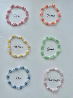 🌸 Comes in pink, orange, yellow, green, blue, and champagne.  🌼 Cute, dainty, and colorful beaded flower bracelets. 🌸 Using the sizing guide, select the appropriate size for your wrist measurement. Multicolor Flower-shaped Beaded Bracelets For Summer, Summer Flower Beaded Bracelets For Gifts, Dainty Flower Friendship Bracelets With Colorful Beads, Flower-shaped Tiny Beads Bracelet For Summer, Summer Flower Bracelet With Tiny Beads, Everyday Floral Beaded Bracelets, Summer Flower-shaped Bracelet With Tiny Beads, Trendy Multicolor Flower Beaded Bracelets, Everyday Flower-shaped Beaded Bracelets