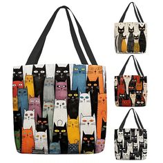 Women's Tote Shoulder Bag Canvas Tote Bag Customize Oxford Cloth Shopping Holiday Print Large Capacity Foldable Lightweight Cat Black / White Black / Red Custom Print 2023 - US $9.99 Cheap Handbags, Retro Mode, Holiday Prints, Womens Crossbody Bag, Printed Bags, Online Bags, Womens Tote, Canvas Tote Bag, Cat Print