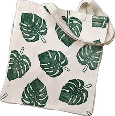 Eco-friendly Hand Printed White Canvas Bag, Green Canvas Bag With Eco-friendly Ink As Gift, Green Eco-friendly Canvas Tote Bag, Green Eco-friendly Tote Canvas Bag, Eco-friendly Hand Printed Rectangular Canvas Bag, Green Cotton Canvas Bag For Gift, Portland Me, Block Print, Portland