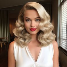 Vintage Waves Hair, Hollywood Glamour Hair, Hollywood Glam Hair, Old Hollywood Hair, Hollywood Curls, Vintage Curls, Glamour Hair, Hollywood Hair, Glam Hair