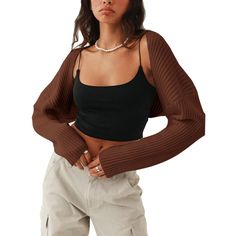 Fashion Features:Stylish long batwing sleeve design, knitted cardigan, no worry for wearing upside down. This cardigan sweater is recommended if you want a Unique cardigan! Going Out Crop Tops, Knitted Bolero, Sweaters Brown, Knit Bolero, Unique Cardigan, Sweater Shrug, Batwing Sleeve Sweater, Bolero Sweater, Bolero Shrug