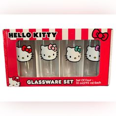 three hello kitty glassware set in a box