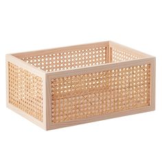 a wooden box that is made out of bamboo