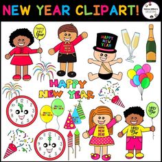 happy new year clipart for kids and adults to use in the classroom or at home