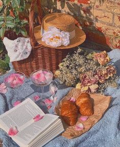 an image of a picnic setting with food and drinks