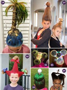 Mermaid Crazy Hair Day, Crazy Hair For Kids, Crazy Hair Day Ideas, Short Hair For Kids, Halloween Fest, Wacky Hair Days, Crazy Hair Day, Going Out Hairstyles, Wacky Hair