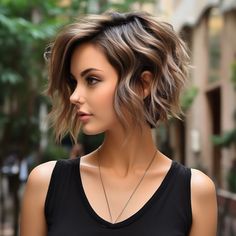 Short Uneven Haircut, Bob Haircuts For Women 2024, Textured Short Haircuts, Haircuts For Over 40, Short Low Maintenance Haircut, Brown Foils, Short Hair Highlights And Lowlights, Low Maintenance Short Haircut For Women, Short Cuts For Thick Hair