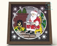 3D READING Santa Svg - CHRISTMAS Shadow Box Svg-11 Christmas Shadow Box Svg, Dog Shadow Box, Halloween Shadow Box, 3d Snowflakes, Christmas Shadow Boxes, Shadow Box Svg, Like Terms, Santa Svg, 3d Shadow Box