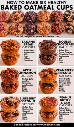 an image of different types of baked oatmeal cups on a white background