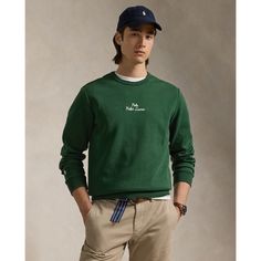 In addition to our signature Pony this cotton-blend sweatshirt features chain-stitched “Polo Ralph Lauren” embroidery at the front. Classic Sweater With Embroidered Logo And Relaxed Fit, Classic Sweater With Embroidered Logo In Relaxed Fit, Classic Relaxed Fit Sweater With Embroidered Logo, Classic Sweatshirt With Embroidered Logo, Classic Long Sleeve Sweatshirt With Embroidered Logo, Casual Ralph Lauren Tops With Embroidered Logo, Green Long Sleeve Sweatshirt With Embroidered Logo, Long Sleeve French Terry Sweatshirt With Embroidered Logo, Crew Sweatshirt With Embroidered Logo In French Terry