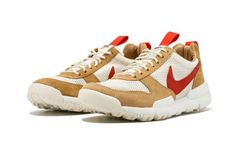 The Tom Sachs x Nike Mars Yard 2. 0 is a highly sought after collaboration between the famed artist and Nike on the Mars Yard sneaker, a design based off the concept of an athletic sneaker for rocket scientists.  Released in extremely limited quantities, the shoe left many sneaker collectors thirsty for more.  In 2017 many were delighted when this Mars Yard 2. 0 hit the market, but it was still no easy task acquiring a pair, and the value has done nothing but skyrocket since the release.  The Tom Sachs x Nike Mars Yard 2. 0 features a very similar design to the original 2012 release, with just a few tweaks to the materials, colors, and details. Nike Tom Sachs, New Nike Sneakers, Tom Sachs, Space Camp, Nike Models, Sneaker Art, Red Maple, Designer Outlet, New Sneakers