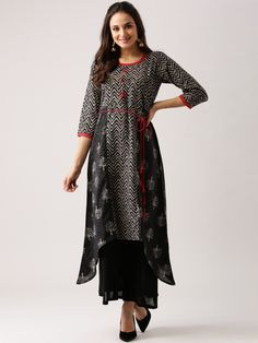 Black Printed Cotton Kurti-www.riafashions.com Cotton Kurti, Best Wear, Look Your Best, Black Print, A Black, Printed Cotton, The House, Black Color, Kimono Top