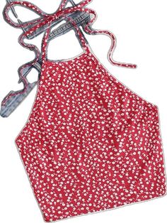 Red Sleeveless Top With Cherry Print, Sleeveless Red Top With Cherry Print, Red Stretch Halter Top For Summer, Stretch Red Halter Top For Summer, Red Halter Neck Summer Top, Trendy Red Sleeveless Halter Top, Red Spring Halter Neck Top, Casual Red Halter Neck Top, Red Halter Neck Top For Spring