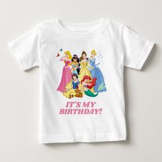 Disney Princesses It's My Birthday T-Shirt, Infant Unisex, Size: 6 Month, White Disney Princess Birthday Shirt, Princess Birthday Shirt, Disney Princess Shirt, Disney Princess Shirts, Princess Birthday Party Decorations, Princess Theme Birthday, Birthday Party Snacks, Disney Princess Birthday, Princess Shirt