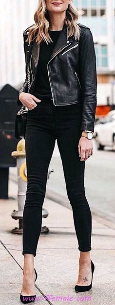 Fashion Edgy Chic, Casual Leather Jacket Outfit, Fall Work Outfits, Ideas For Clothes, Work Outfits Ideas, Edgy Fashion Chic, Fall Outfits Ideas, Casual Chic Outfits, Fitted Pants