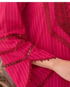 Pakistani Casual Wear, Full Sleeves Design, Combination Dresses, Lace Suit, Kurta Neck Design