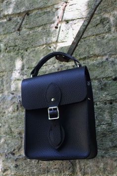 black leather small bag with top handle and silver coloured hardware - The Binocular Bag in Black Celtic Grain from The Cambridge Satchel Co. Old Fashioned, Inside Pocket, New Collection, Vintage Designs