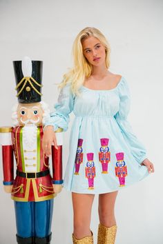 NUTCRACKER BABYDOLL DRESSES DRESS Judith March Playful Dresses For Holiday Parties, Playful Christmas Party Dresses, Cute Blue Holiday Dress, Babydoll Dresses, Snow Ball, Christmas Products, Party Scene, Red Sequin, Star Dress