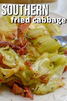 fried cabbage with bacon Soul Food Thanksgiving Menu Ideas, Fried Cabbage And Bacon, Gullah Geechee, Southern Recipes Soul Food, Cabbage And Bacon, Vegetable Side Dishes Recipes