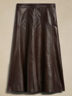 Rivina Leather Midi Skirt | Banana Republic Classic Leather Skirt For Fall, Fitted Leather Flared Skirt, Leather Flared Skirt For Fall, Fall Leather Flared Skirt, Fitted Flared Leather Skirt, Brown Leather Flared Skirt, Spring Leather Midi-length Skirt, Spring Leather Midi Skirt, Elegant Leather Midi Skirt