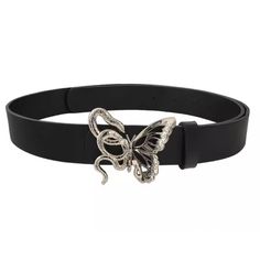 snake and butterfly buckle belt boogzel clothing Snake And Butterfly, Butterfly Belt, Snake Shirt, Snake Belt, A Snake, Best Birthday Gifts, Buckle Belt, Butterfly Design, Black Aesthetic