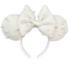 White satin ears with pearl polka dot overlay. Option to request hidden Mickeys in the pearls. Headband fits adults and many children Also available in light pink, black and champagne color satin. Dot Overlay, Hidden Mickeys, Disneyland Birthday, Headband Fits, Cloud Shoes, Free People Romper, Disney World Outfits, Disney Snacks, Hidden Mickey