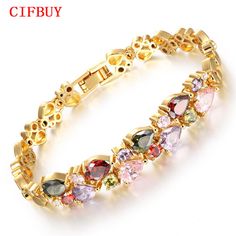 SP0070 Multicolor Cubic Zirconia Mona Lisa Woman Bracelets Vintage Gold Color Heart Design Women Link Chain Jewelry Gift KS950 Gold Plated Cubic Zirconia Mona Lisa Woman Bracelets Meterial: 18K Gold Plated (Allergy Free) Quantity: 1 Piece Measurement:   as the picture shown Layered Bracelet, Crystal Water, Men Hats, Gold Plated Bracelets, Moda Vintage, Sea Glass Jewelry, Crystal Bracelet, Vintage Bracelets, Water Drop