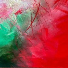 an abstract painting with red and green colors