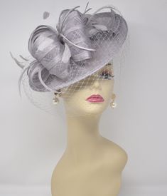 "Sinamay Disc Fascinator Hat with Feathers and Netting -100% natural materials -Headband fastening Customers in the USA will get orders in 3 business days! -Size: 12\" If you need other color feathers to decorate the fascinator and match your dress, please let me know." Fascinator Hats With Net, Fitted Formal Fascinator With Short Brim, Fitted Cloche Fascinator For Evening, Chic Fitted Fascinator For Church, Evening Cloche Fascinator, Fitted Brimmed Fascinator For Events, Brimmed Fitted Fascinator For Events, Fitted Short Brim Fascinator For Church, Fitted Fascinator For Royal Ascot