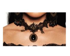 No vampire, witch or gothic outfit would be complete without this black lace and metal choker with black beaded gems and a spider. Fastens with a clasp at the back of the neck. One size fits most teens and smaller adults. Earrings not included. Other vampire, witch, gothic and other costumes and accessories (jewelry, wigs, theatrical makeup) are sold separately on our page - subject to availability. Gothic Necklaces For Halloween Costume Party, Gothic Halloween Costume Necklace, Punk Jewelry For Halloween Costume Party, Gothic Choker Necklaces For Cosplay, Gothic Choker For Halloween Costume, Gothic Jewelry For Halloween Costume, Gothic Costume Jewelry For Halloween, Gothic Halloween Costume Jewelry, Gothic Halloween Costume Choker