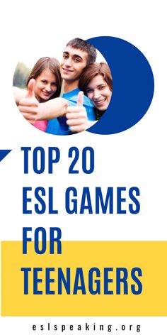 the cover of top 20 esl games for teenagers, including two thumbs up and one thumb