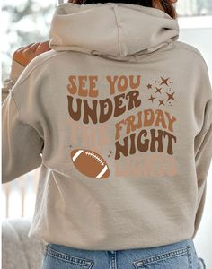 This women's football sweatshirt is the perfect gift for a football loving lady to wear on Gameday or all Fall long! This hoodie has a classic fit and is made from thick and luxurious heavyweight material making it super soft and comfy! ❤️ (Pro Tip: Even though they are unisex, our Gildan Hoodies tend to run a little bit smaller. Please see the size chart to ensure the exact fit that you want and if you are unsure, we suggest sizing up one size.) SWEATSHIRTS: The cotton polyester combination hel Football Girlfriend, Football Gift, Mom Hoodies, Football Sweatshirt, Womens Football, Football Gifts, Gameday Outfit, Sports Mom, A Football