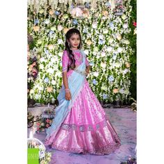 Half Saree Function Kids, Pink Half Sarees, Baby Lehenga, Brave 2012, Indian Dresses For Kids, Saree Function, Ladies Design, Half Saree Function, Langa Voni