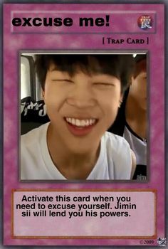 a card with an image of a man smiling and the caption says, because me i trap card