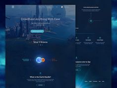 the landing page is designed to look like a futuristic city