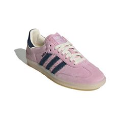 Adidas Originals x notitle Samba OG ‘Pink Navy’: “Pink and navy accents on the Samba OG offer a striking contrast for a contemporary, stylish look.” Blue And Pink Sambas, Drippy Shoes, Samba Shoes, Wishlist Ideas, Navy Accents, Adidas Samba Og, Shoe Inspo, Adidas X, Pink Adidas