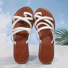 Patterned:Solid colorMaterial:Faux leatherClosure:Slip-onToe Style:Open ToeStrap Type:Toe-strapHeel Hight:Flat HeelItem ID:UN10354 Casual Beach Wear, Toe Loop Sandals, Flat Slipper, Slides Shoes, Beach Shoes, Beach Wears, Casual Sandals, Womens Clothing Sizes, Beach Wear