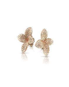 Giardini Segreti earrings by Pasquale Bruni. Polished 18-karat rose gold hardware. Two-tone diamond pav forms petals. 1.14 total diamond carat weight. Post backs for pierced ears. Made in Italy. Luxury 3d Flower Earrings, Luxury Flower-shaped Earrings For Anniversary, Luxury Formal Jewelry With 3d Flowers, Luxury Earrings With 3d Flowers As A Gift, Luxury Diamond-cut Flower-shaped Earrings, Luxury Flower-shaped Diamond Earrings With Brilliant Cut, Luxury Gold Jewelry With 3d Flowers, Luxury Flower-shaped Women's Jewelry, Luxury 3d Flower Jewelry As Gift