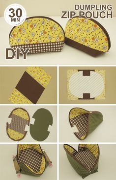 instructions to make a diy dumpling zipper pouch