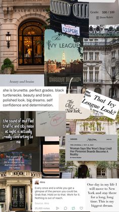 a collage of photos and text describing the different types of buildings in new york city